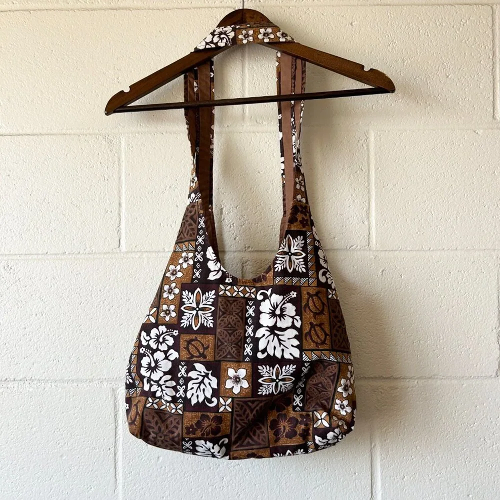 Handmade Hawaiian Print Floral Hibiscus Hawaiian Quilt Print Crossbody Messenger